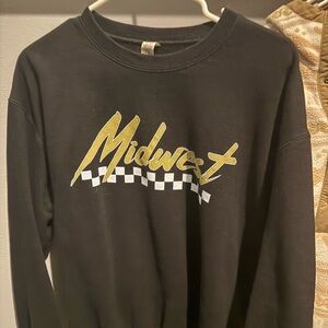 Midwest Black Crewneck Sweatshirt with Gold Script